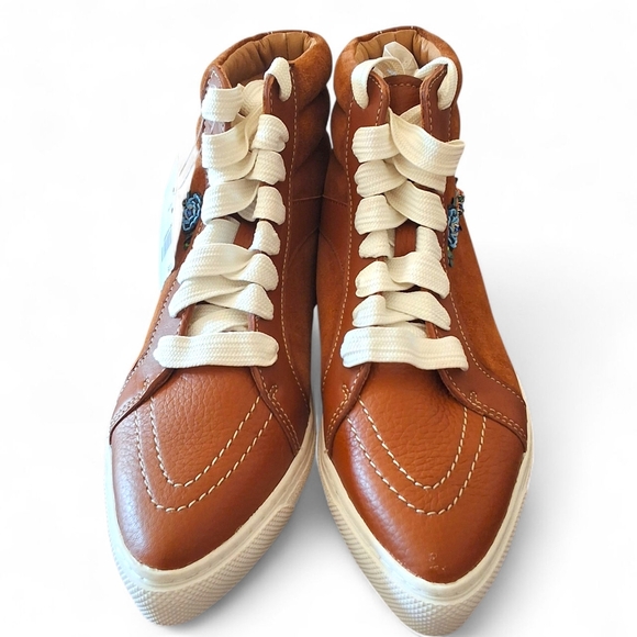 Coach Suede High Top Sneakers with Sequin Floral Embellishment - Picture 2 of 15